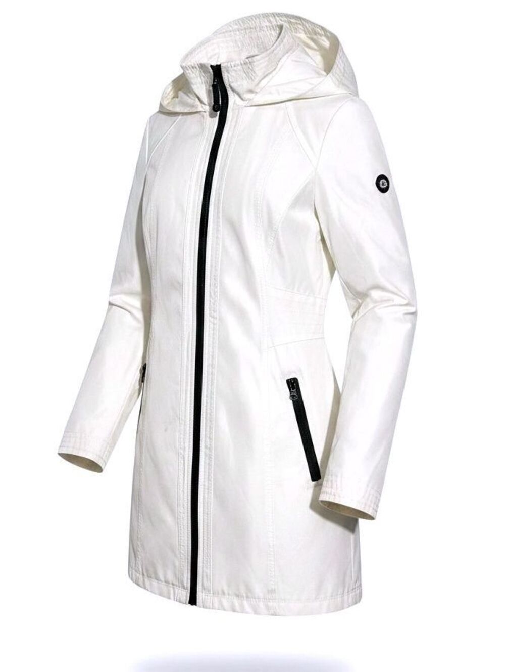 JESSICA SIMPSON Womens (S) White Zip-Up Soft Shell Hooded Rain Coat - Lined